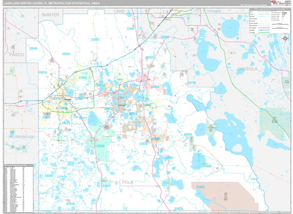 Lakeland-Winter Haven Metro Area Wall Map